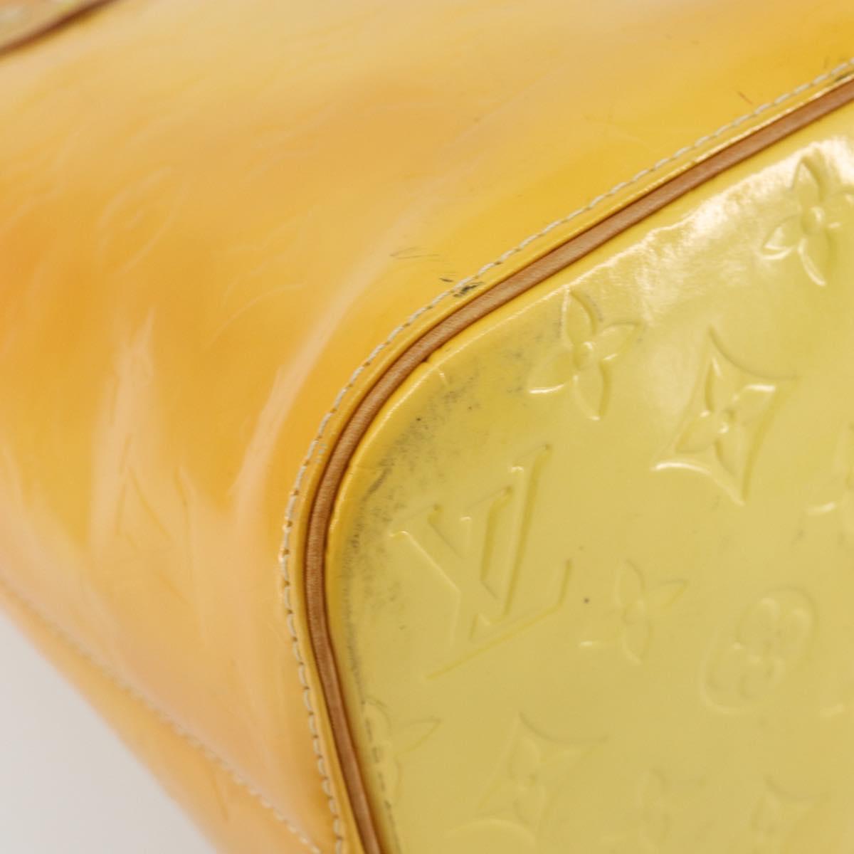LOUIS VUITTON Monogram Vernis Houston Hand Bag Lime Yellow M91055 Auth ep15597