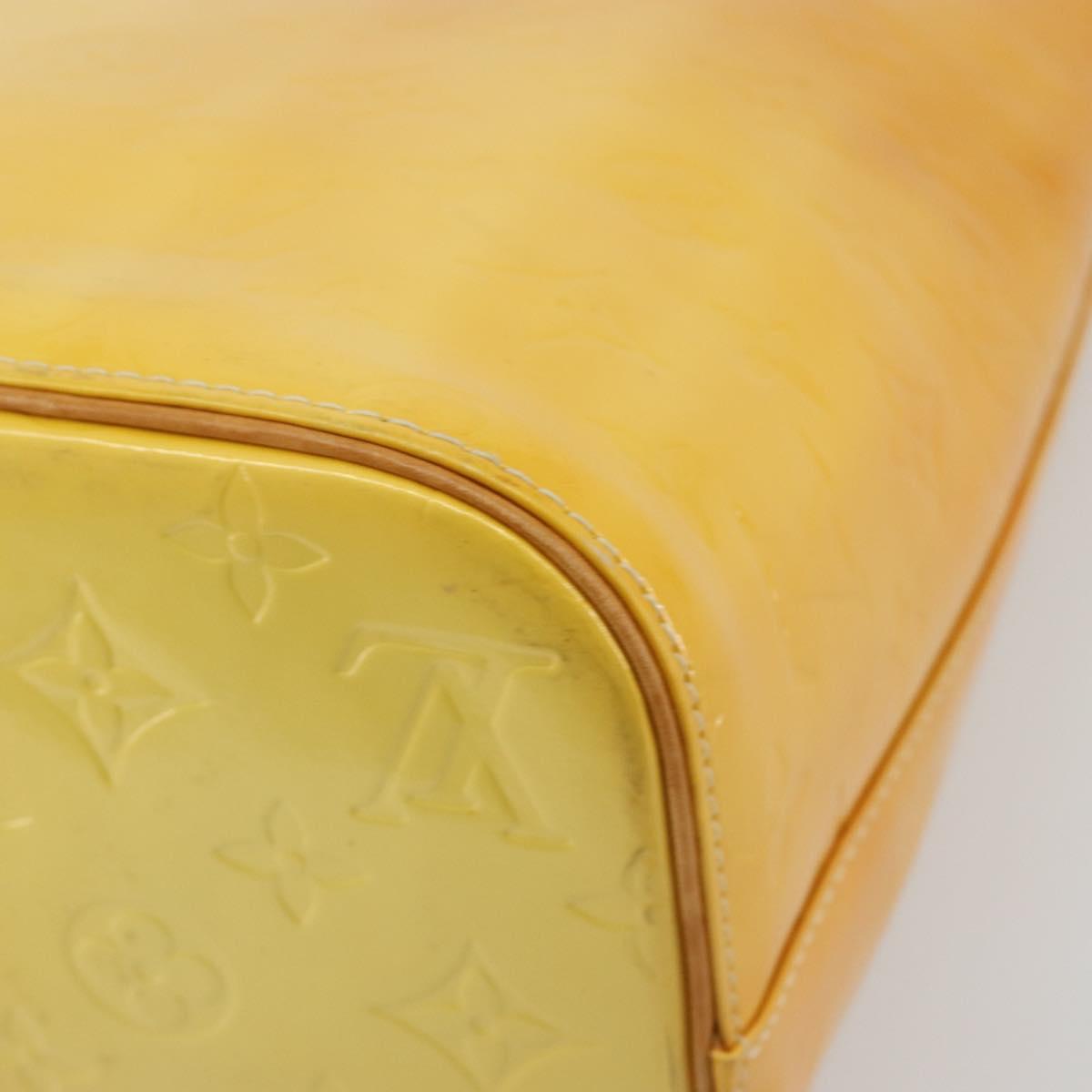 LOUIS VUITTON Monogram Vernis Houston Hand Bag Lime Yellow M91055 Auth ep15597
