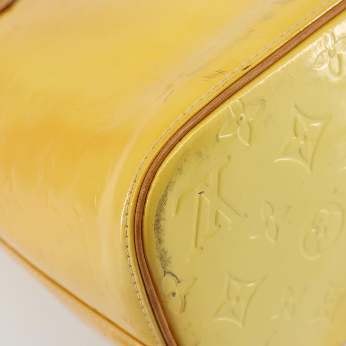 LOUIS VUITTON Monogram Vernis Houston Hand Bag Lime Yellow M91055 Auth ep15597
