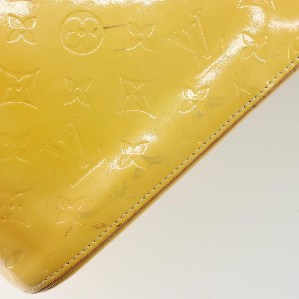 LOUIS VUITTON Monogram Vernis Houston Hand Bag Lime Yellow M91055 Auth ep15597