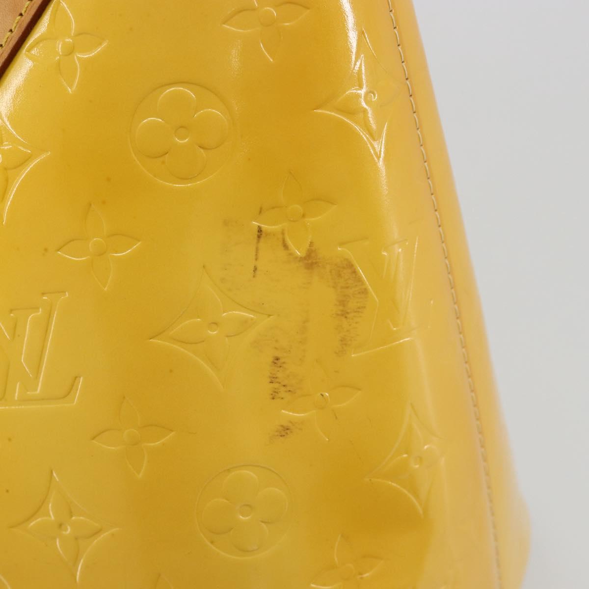 LOUIS VUITTON Monogram Vernis Houston Hand Bag Lime Yellow M91055 Auth ep15597