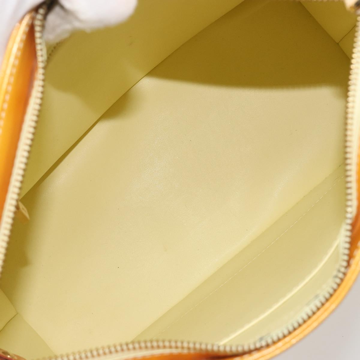 LOUIS VUITTON Monogram Vernis Houston Hand Bag Lime Yellow M91055 Auth ep15597