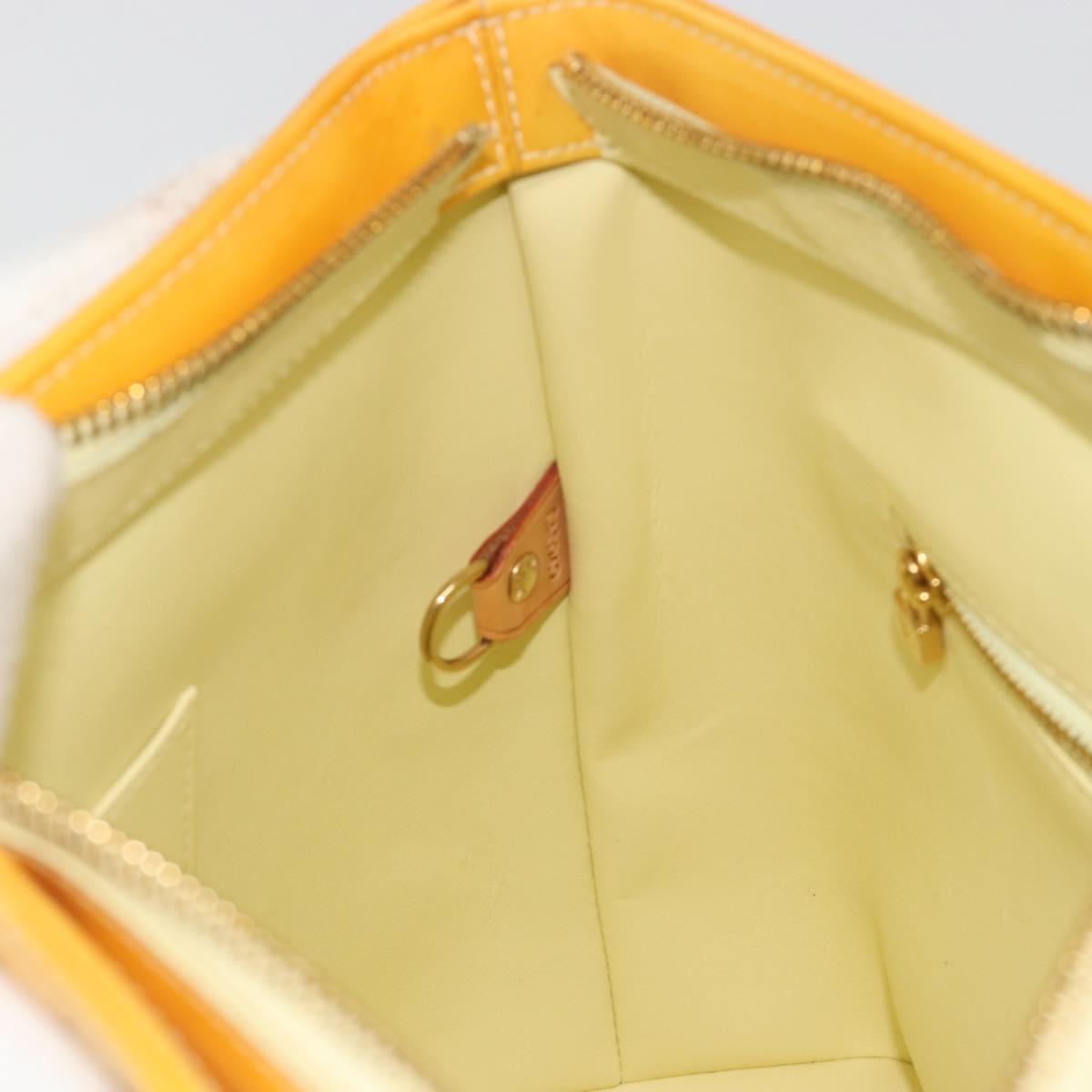 LOUIS VUITTON Monogram Vernis Houston Hand Bag Lime Yellow M91055 Auth ep15597