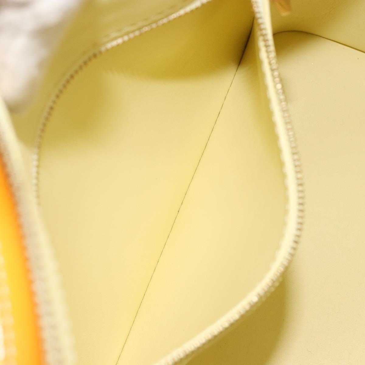 LOUIS VUITTON Monogram Vernis Houston Hand Bag Lime Yellow M91055 Auth ep15597