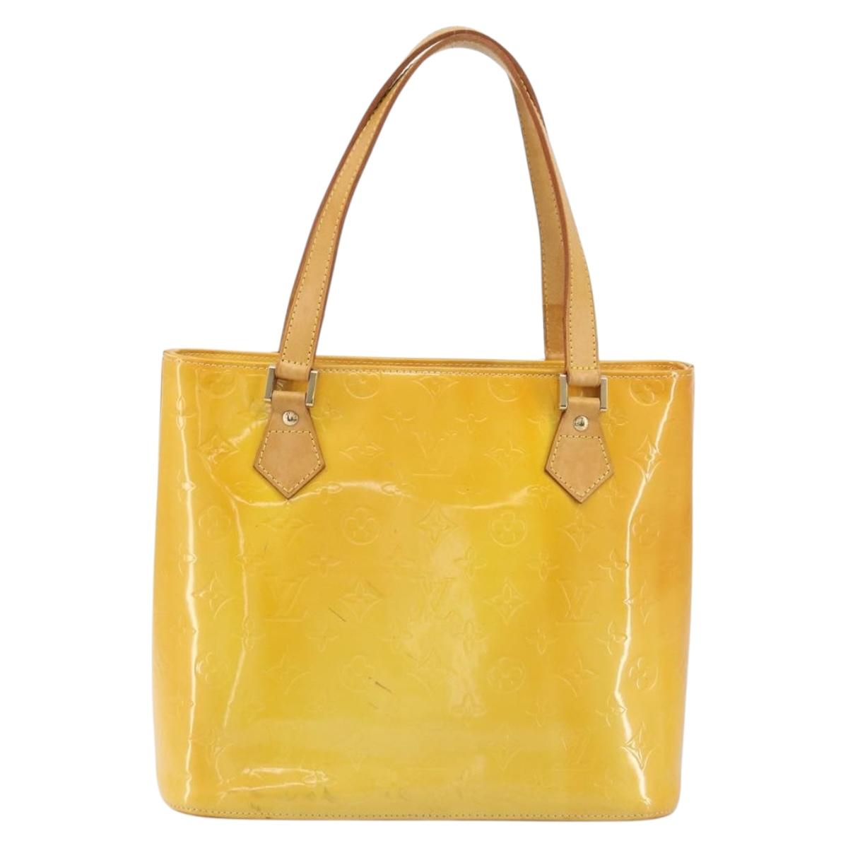 LOUIS VUITTON Monogram Vernis Houston Hand Bag Lime Yellow M91055 Auth ep15597