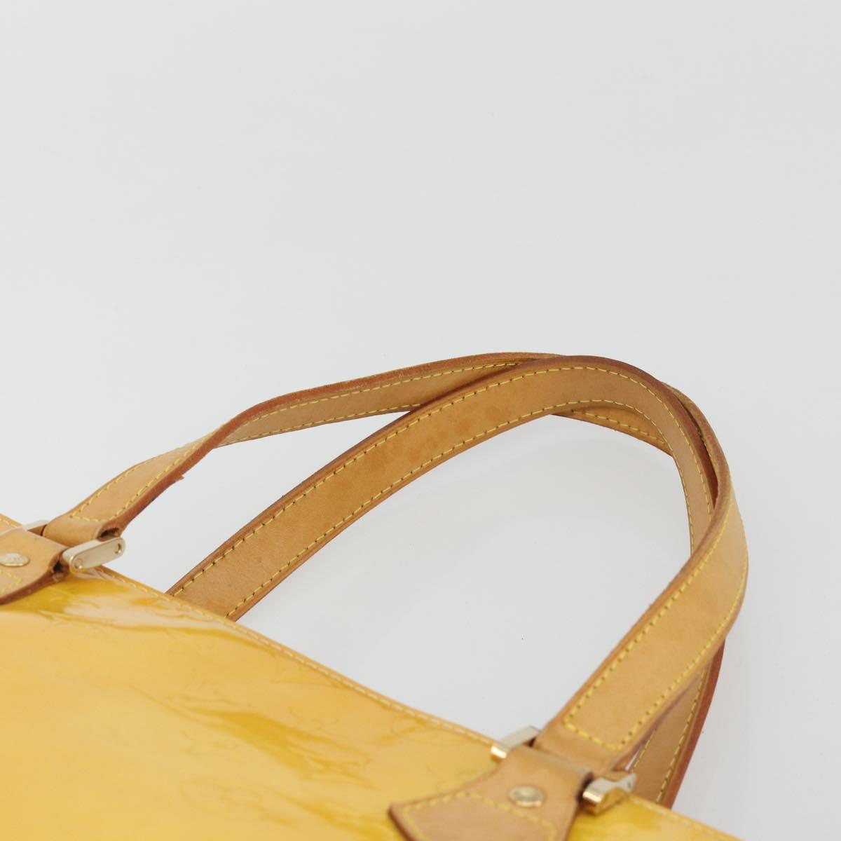 LOUIS VUITTON Monogram Vernis Houston Hand Bag Lime Yellow M91055 Auth ep15597