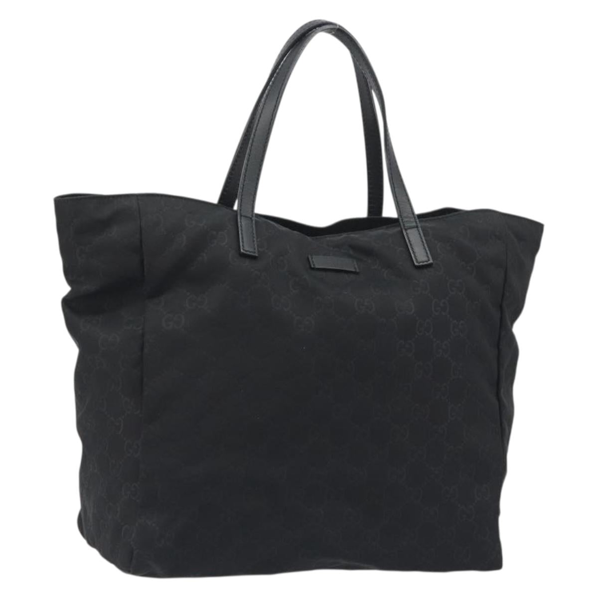 GUCCI GG Canvas Tote Bag Nylon Black Gold 282439 Auth ep15602