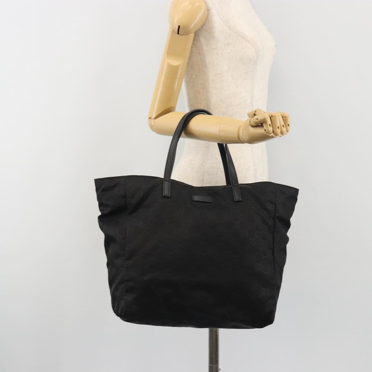 GUCCI GG Canvas Tote Bag Nylon Black Gold 282439 Auth ep15602