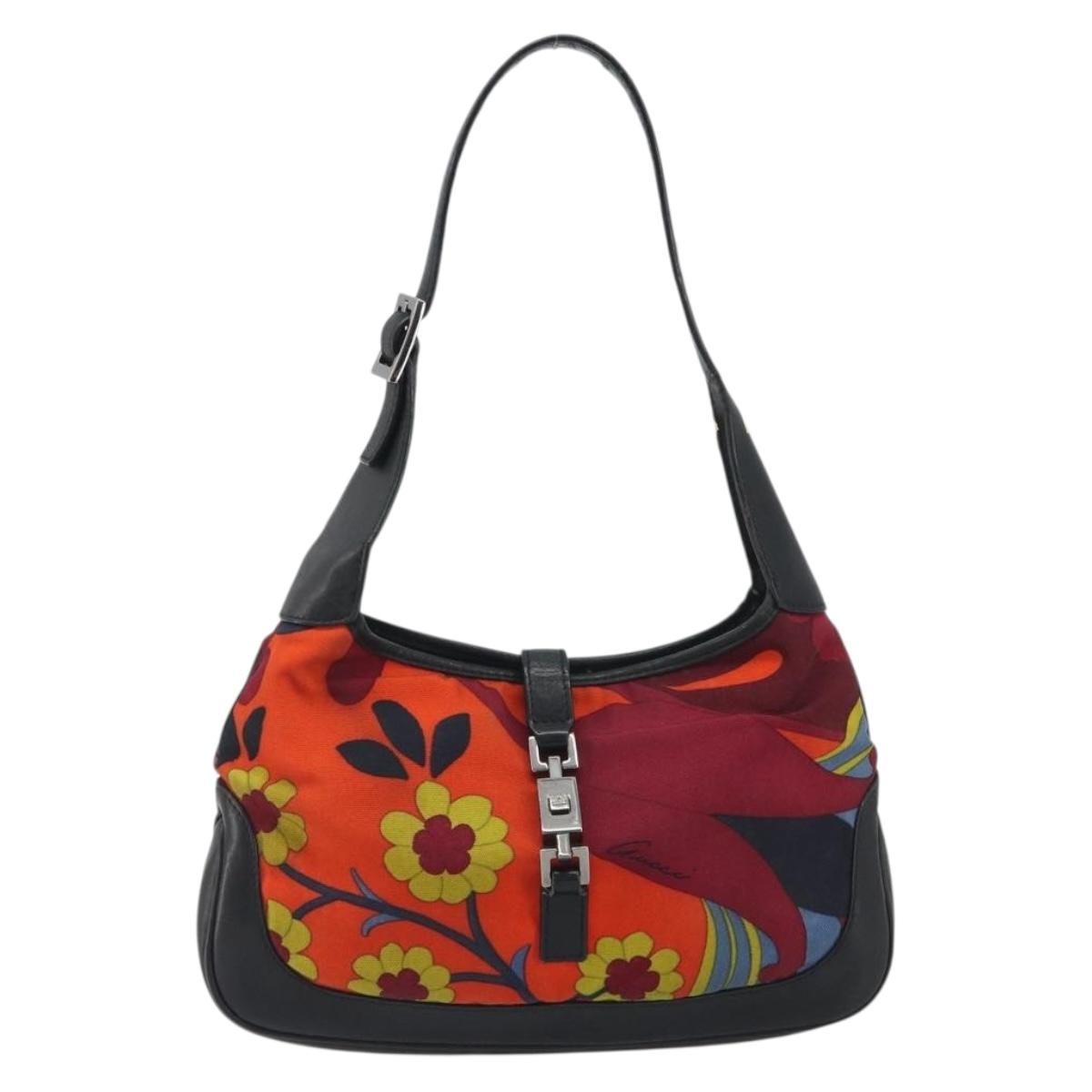 GUCCI Jackie Shoulder Bag Canvas Orange Silver 001 9735 Auth ep15603
