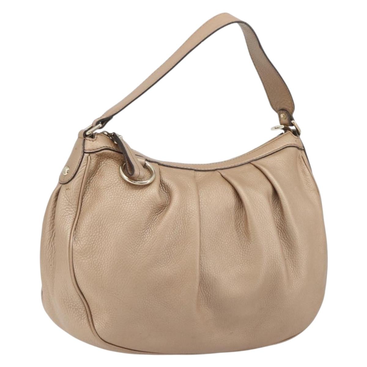 GUCCI Sukey Shoulder Bag Leather Champagne Gold 232955 Auth ep15604