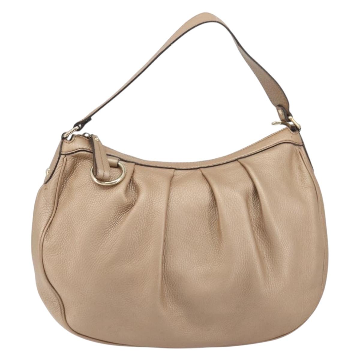 GUCCI Sukey Shoulder Bag Leather Champagne Gold 232955 Auth ep15604