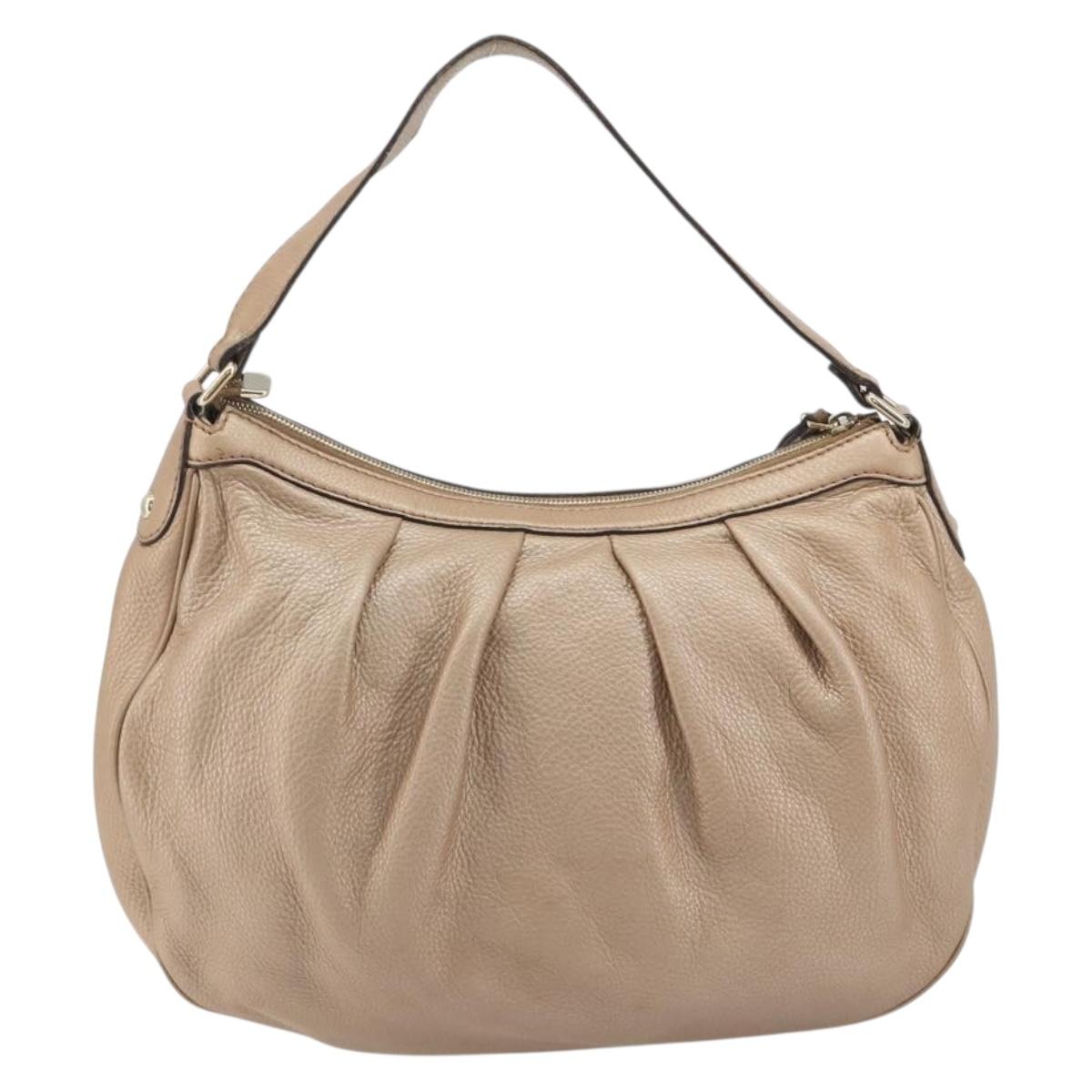 GUCCI Sukey Shoulder Bag Leather Champagne Gold 232955 Auth ep15604