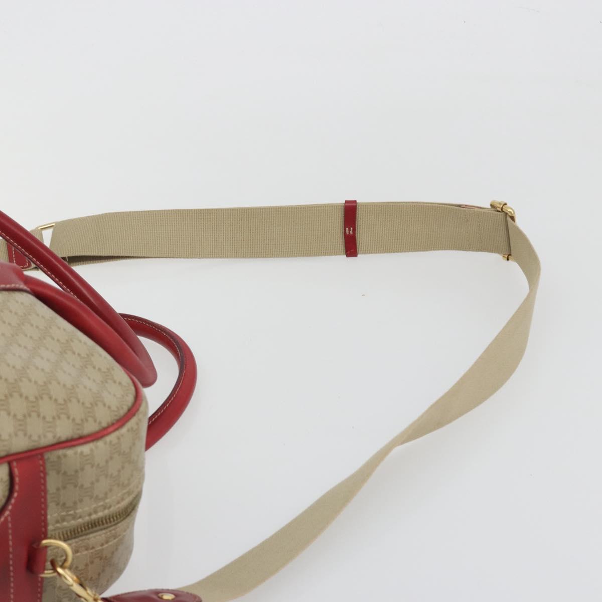 CELINE Macadam Canvas Boston Bag PVC 2way Beige Gold Auth ep15605
