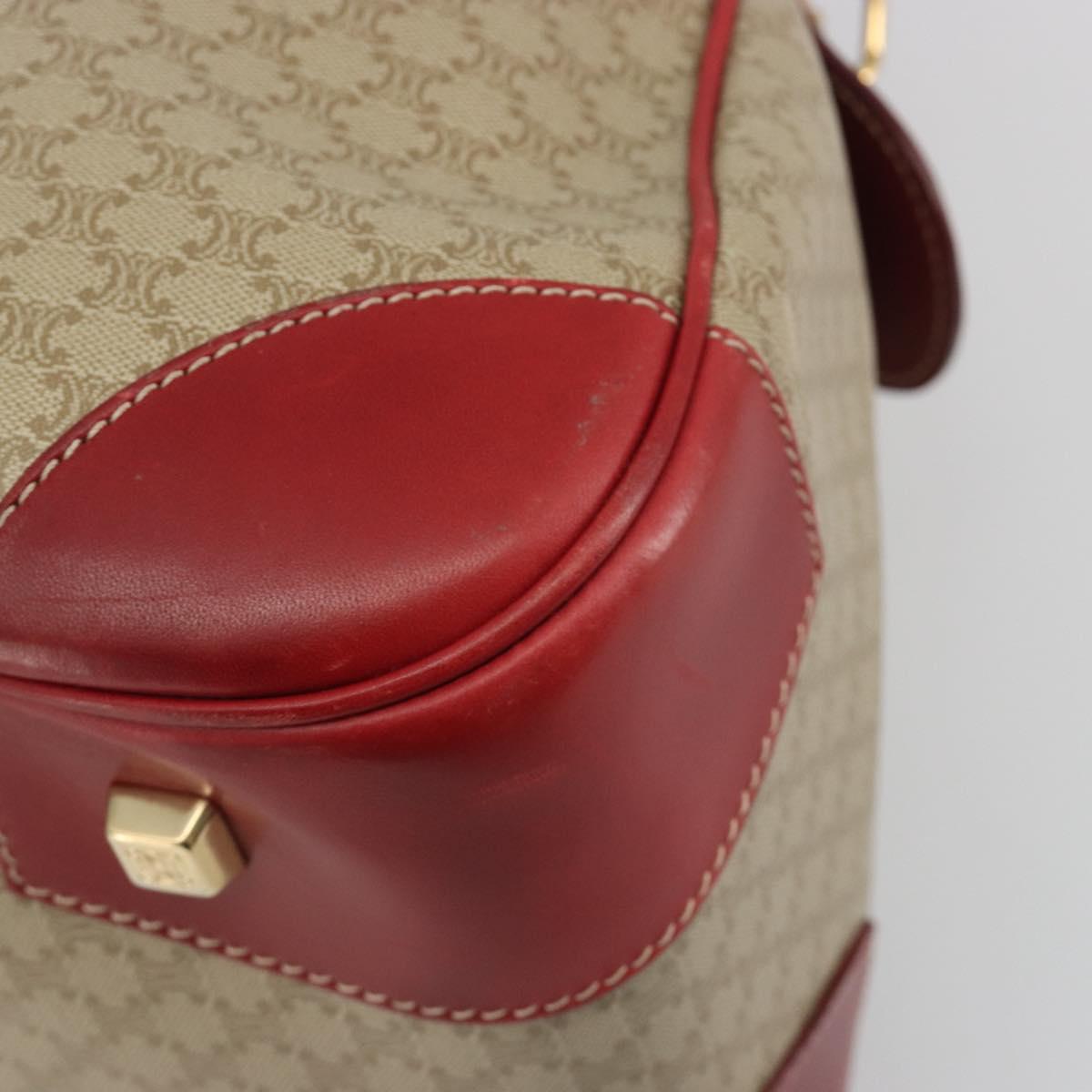 CELINE Macadam Canvas Boston Bag PVC 2way Beige Gold Auth ep15605