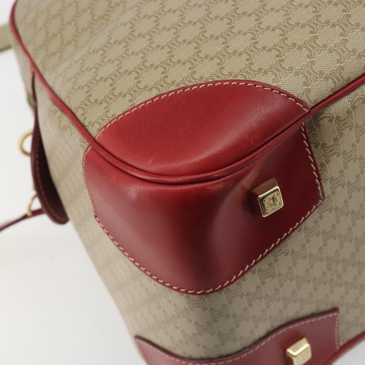 CELINE Macadam Canvas Boston Bag PVC 2way Beige Gold Auth ep15605
