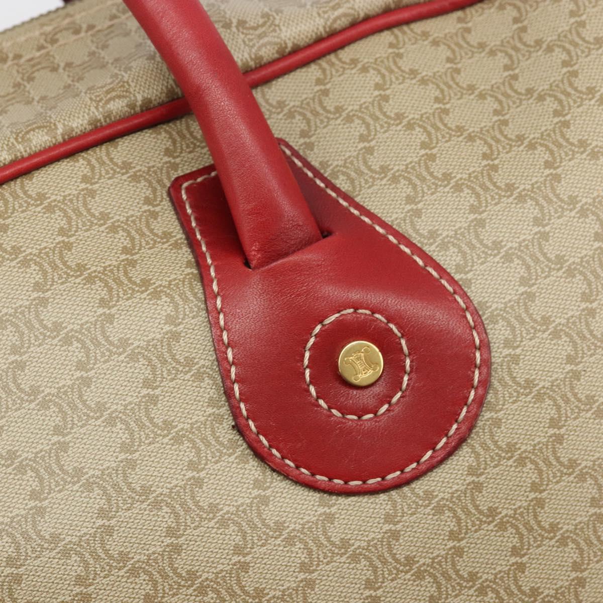 CELINE Macadam Canvas Boston Bag PVC 2way Beige Gold Auth ep15605