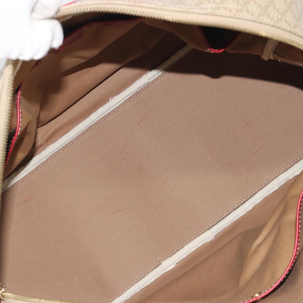 CELINE Macadam Canvas Boston Bag PVC 2way Beige Gold Auth ep15605