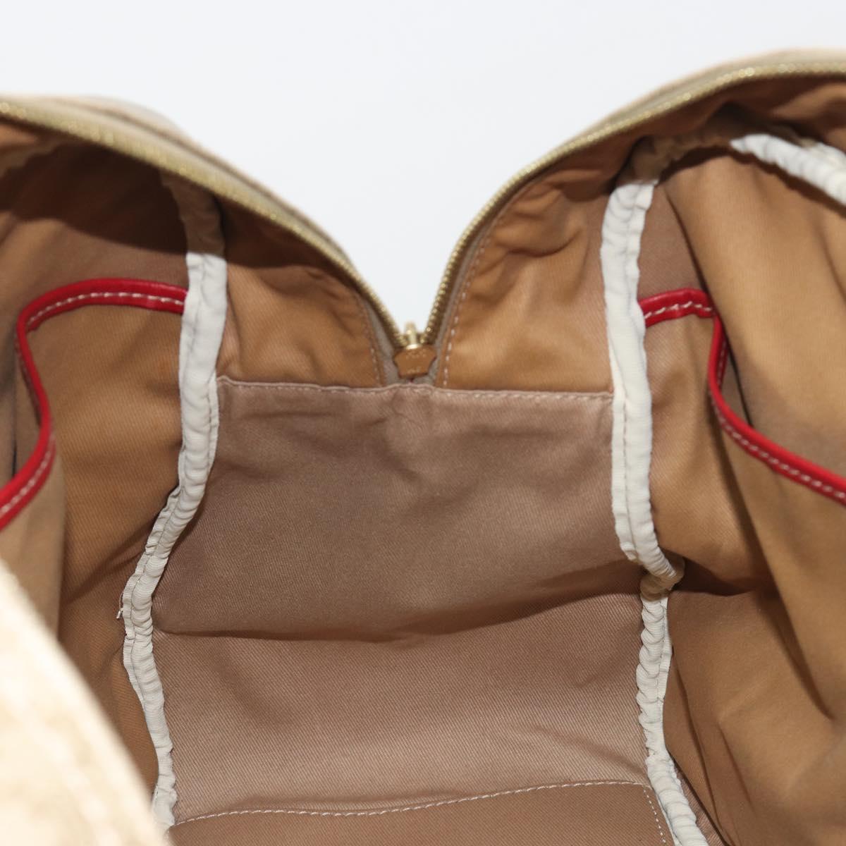 CELINE Macadam Canvas Boston Bag PVC 2way Beige Gold Auth ep15605