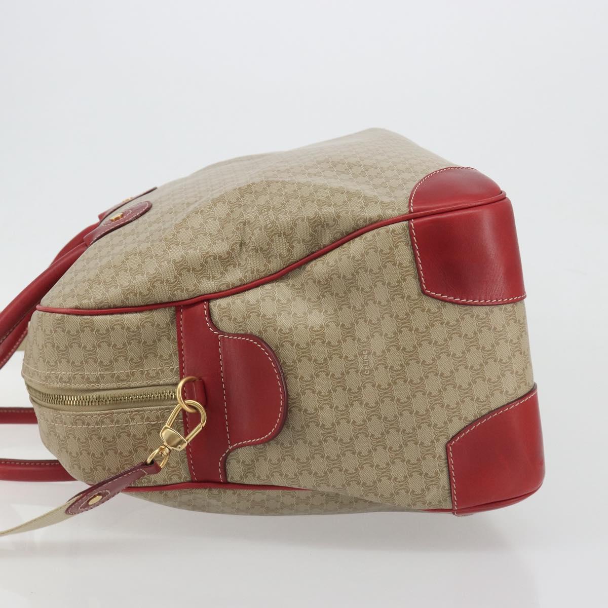 CELINE Macadam Canvas Boston Bag PVC 2way Beige Gold Auth ep15605