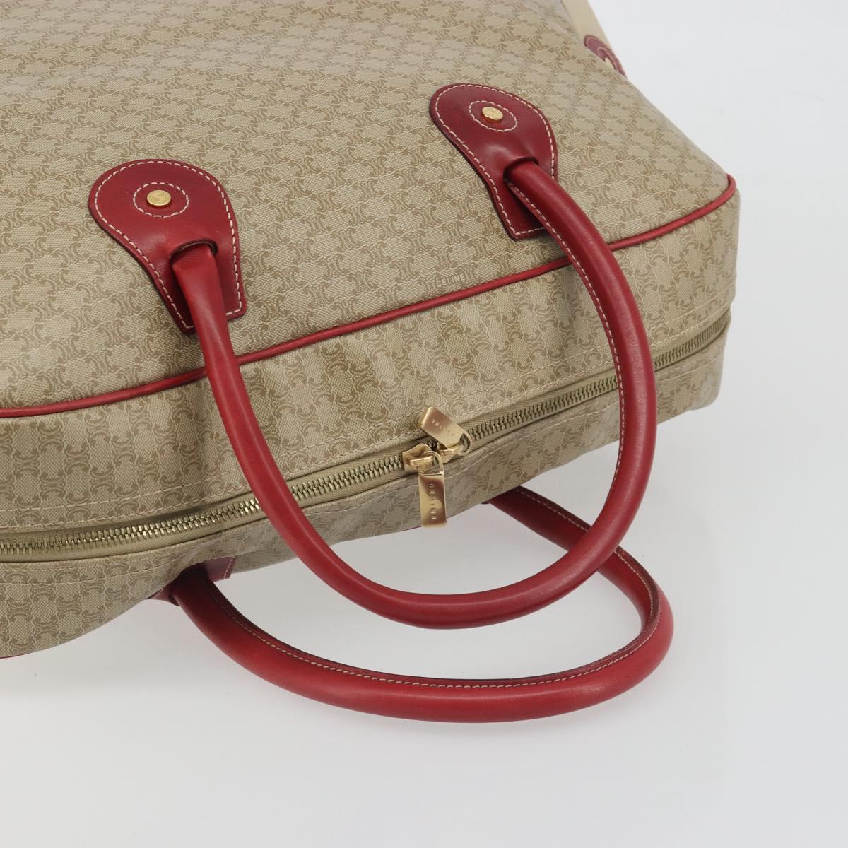 CELINE Macadam Canvas Boston Bag PVC 2way Beige Gold Auth ep15605