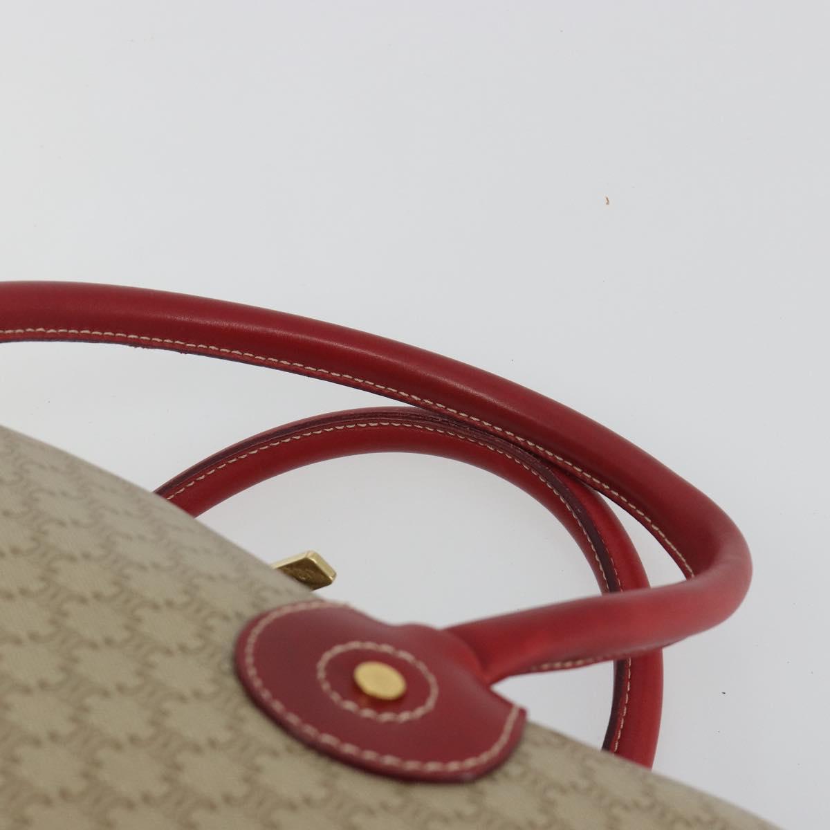 CELINE Macadam Canvas Boston Bag PVC 2way Beige Gold Auth ep15605