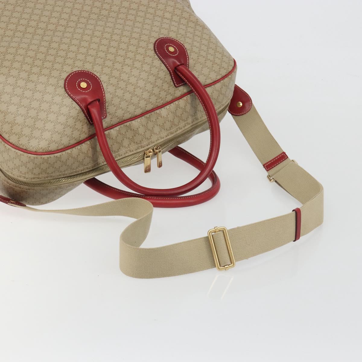 CELINE Macadam Canvas Boston Bag PVC 2way Beige Gold Auth ep15605