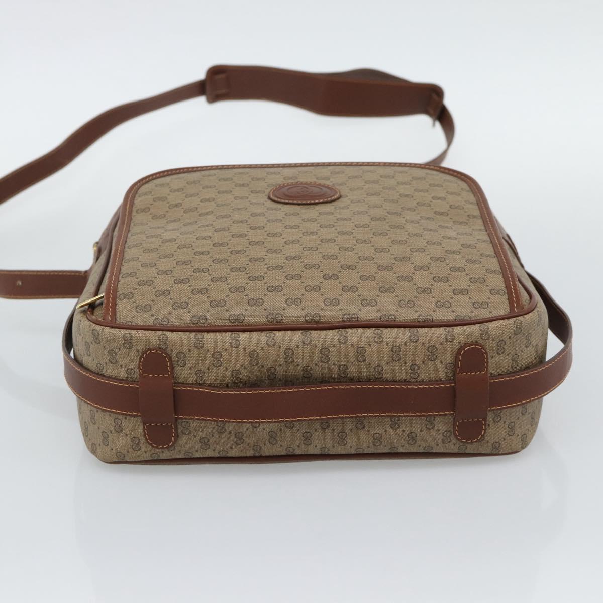 GUCCI Micro GG Supreme Shoulder Bag PVC Beige Gold Auth ep15606