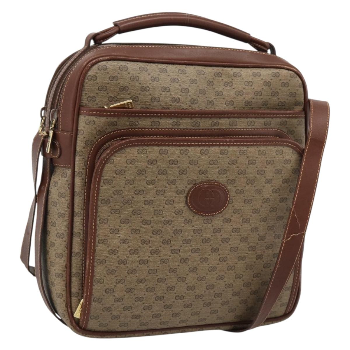 GUCCI Micro GG Supreme Shoulder Bag PVC Beige Gold Auth ep15606