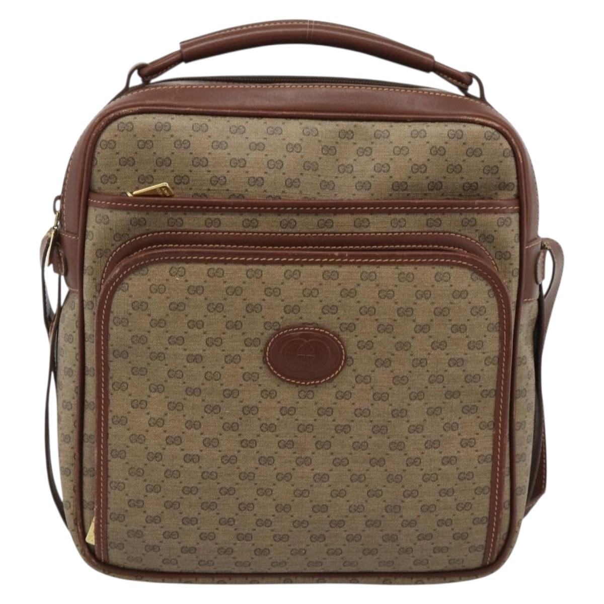 GUCCI Micro GG Supreme Shoulder Bag PVC Beige Gold Auth ep15606