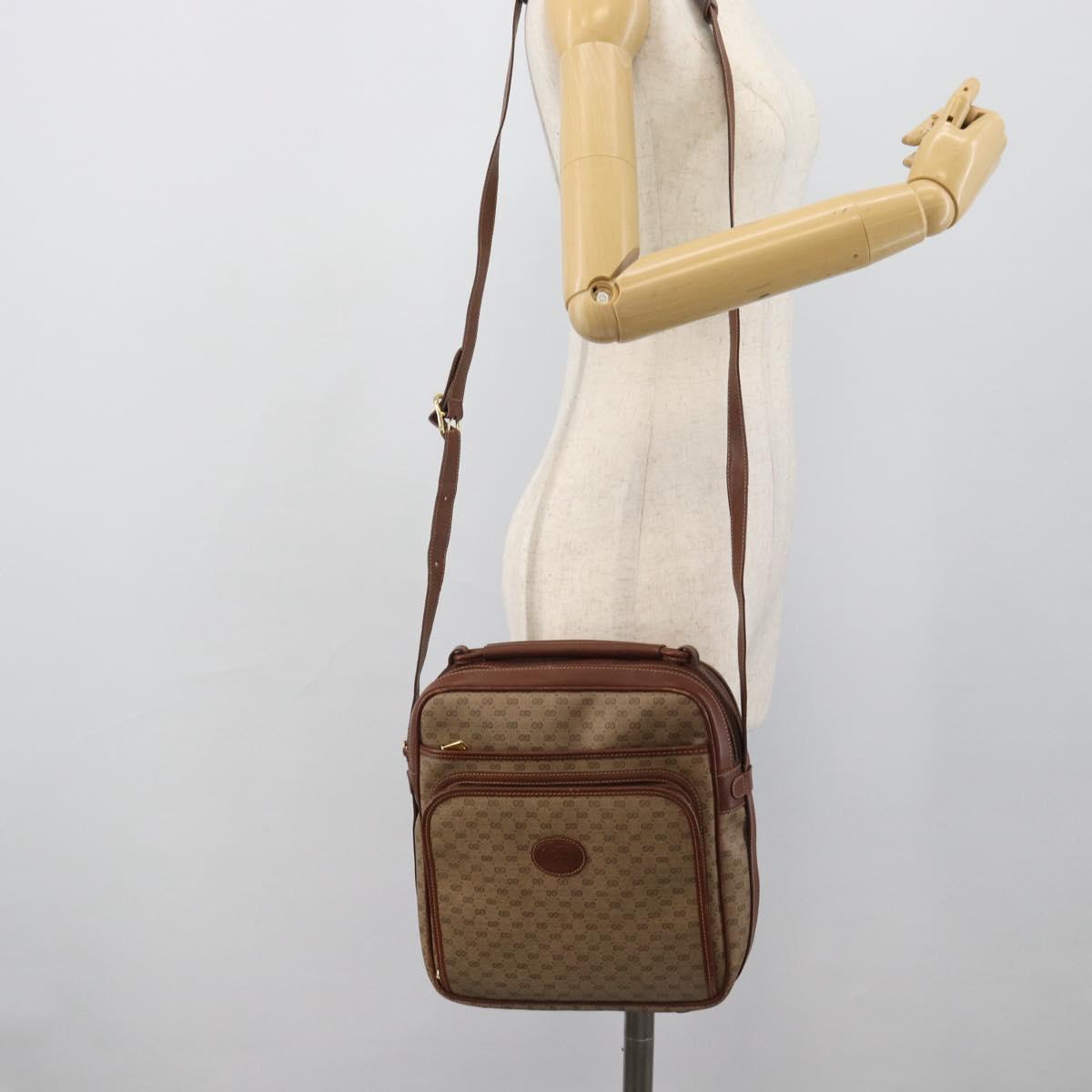 GUCCI Micro GG Supreme Shoulder Bag PVC Beige Gold Auth ep15606