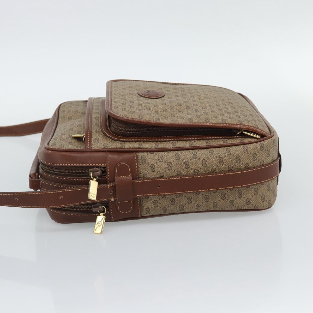 GUCCI Micro GG Supreme Shoulder Bag PVC Beige Gold Auth ep15606