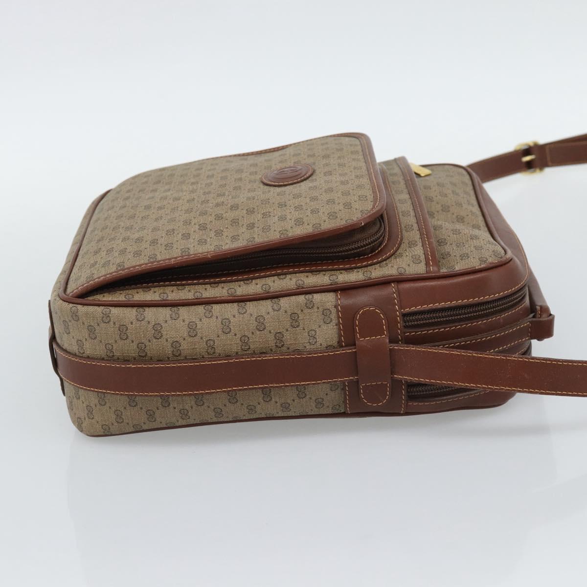 GUCCI Micro GG Supreme Shoulder Bag PVC Beige Gold Auth ep15606