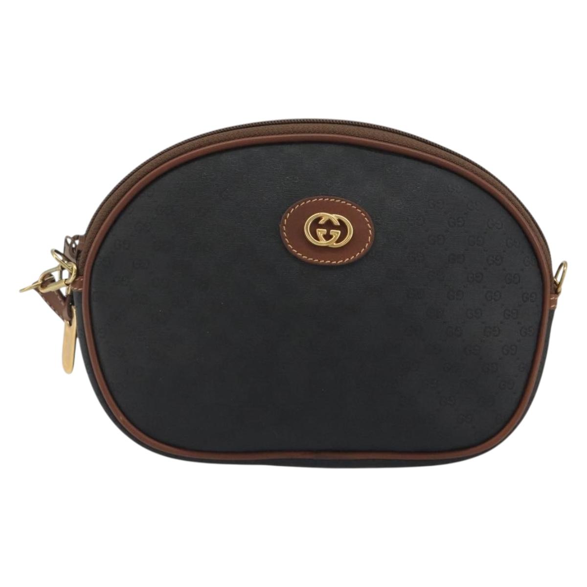 GUCCI Micro GG Supreme Shoulder Bag Black Gold 007 104 0013 Auth ep15607