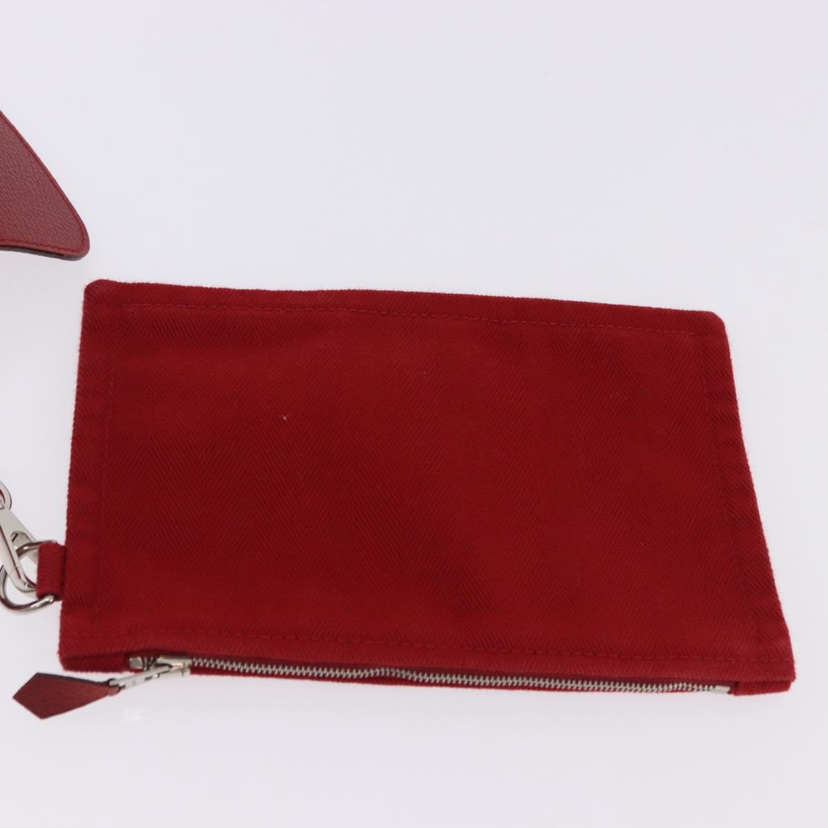 HERMES Valparaiso PM Hand Bag Canvas Red Auth ep15609A