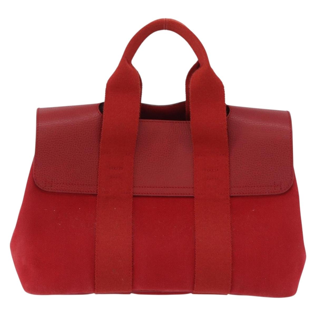 HERMES Valparaiso PM Hand Bag Canvas Red Auth ep15609A