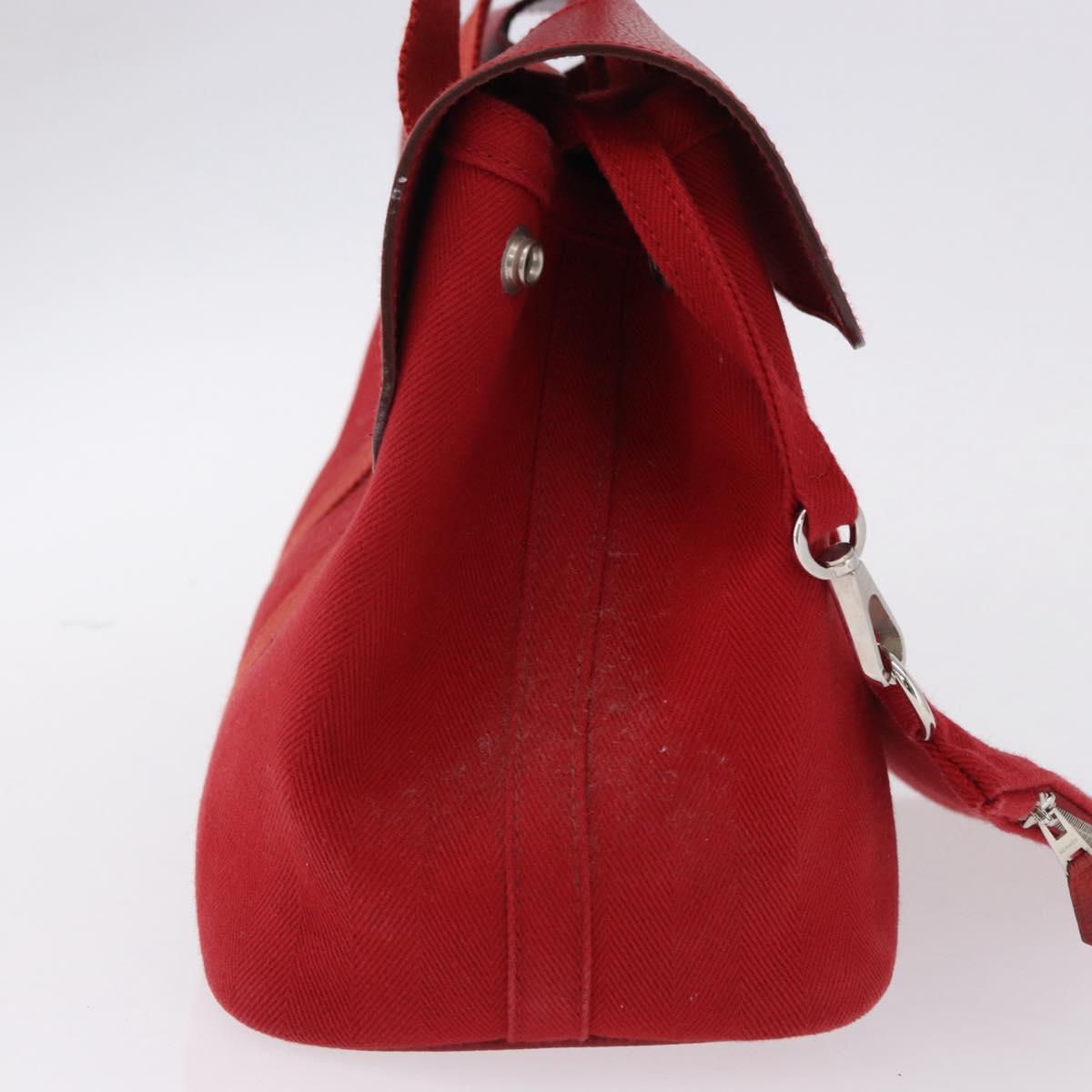 HERMES Valparaiso PM Hand Bag Canvas Red Auth ep15609A