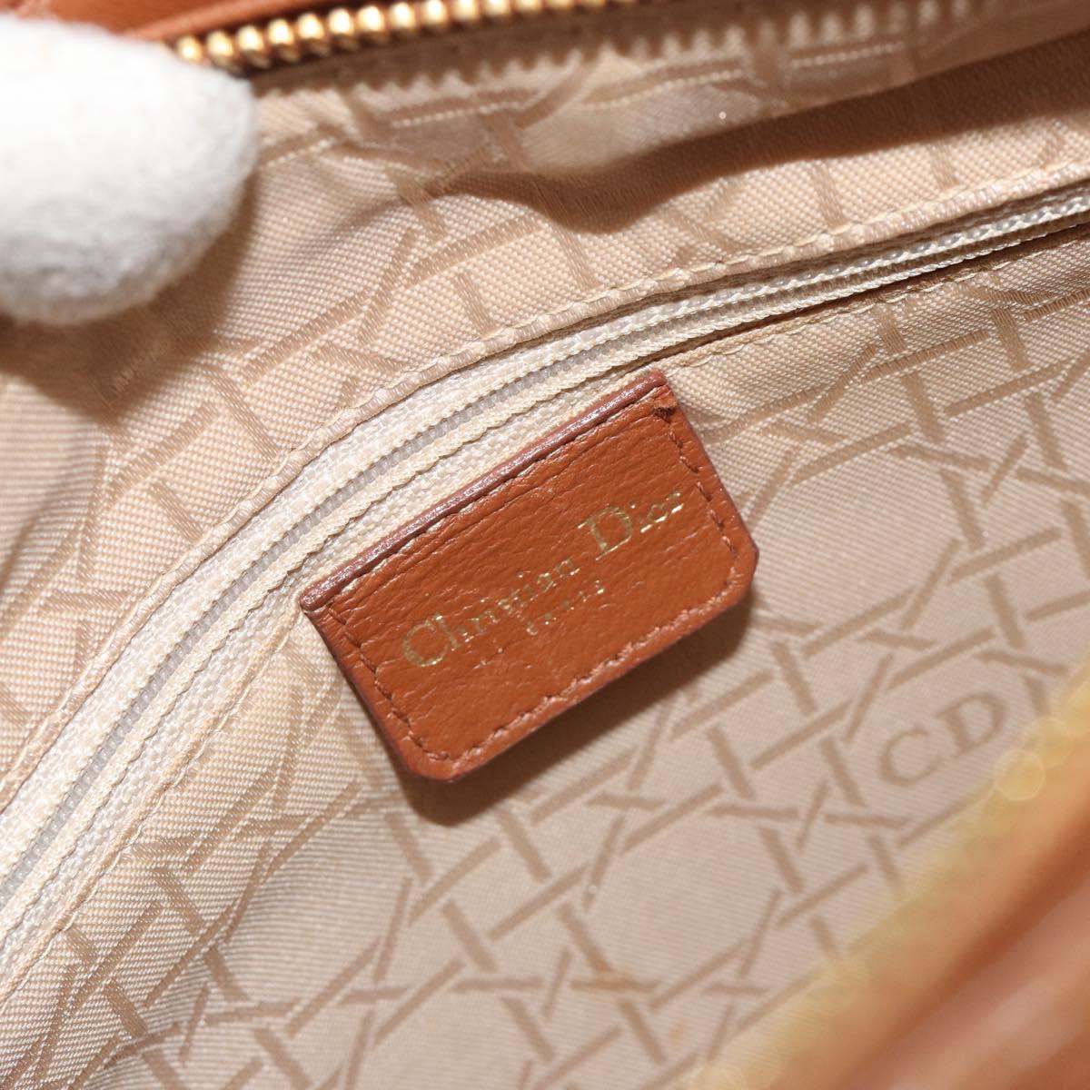 Christian Dior Lady Dior Canage Hand Bag Lamb Skin 2way Brown Gold Auth ep15615V