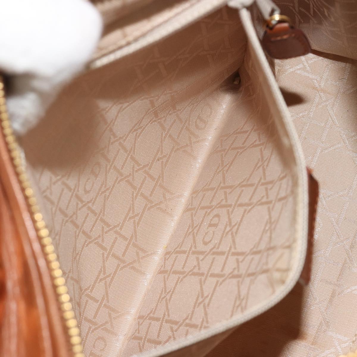 Christian Dior Lady Dior Canage Hand Bag Lamb Skin 2way Brown Gold Auth ep15615V