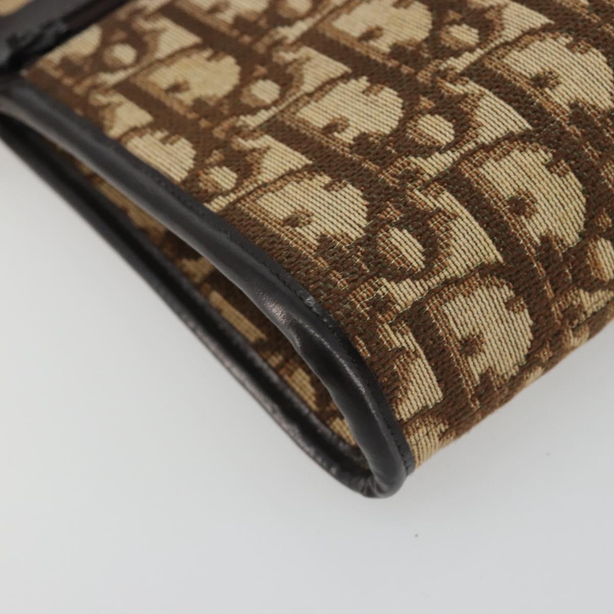 Christian Dior Trotter Canvas Shoulder Bag Beige Gold Auth ep15620A