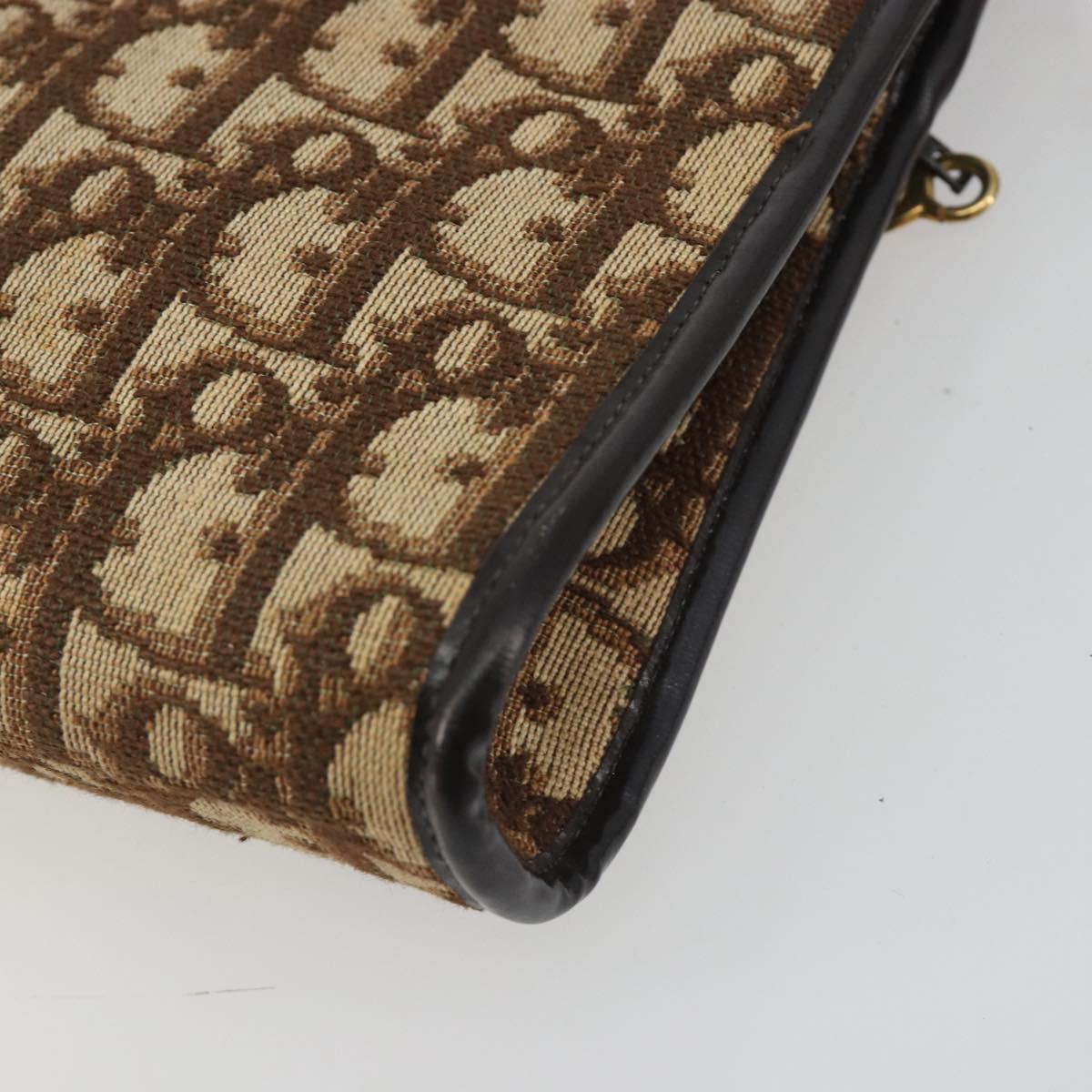 Christian Dior Trotter Canvas Shoulder Bag Beige Gold Auth ep15620A