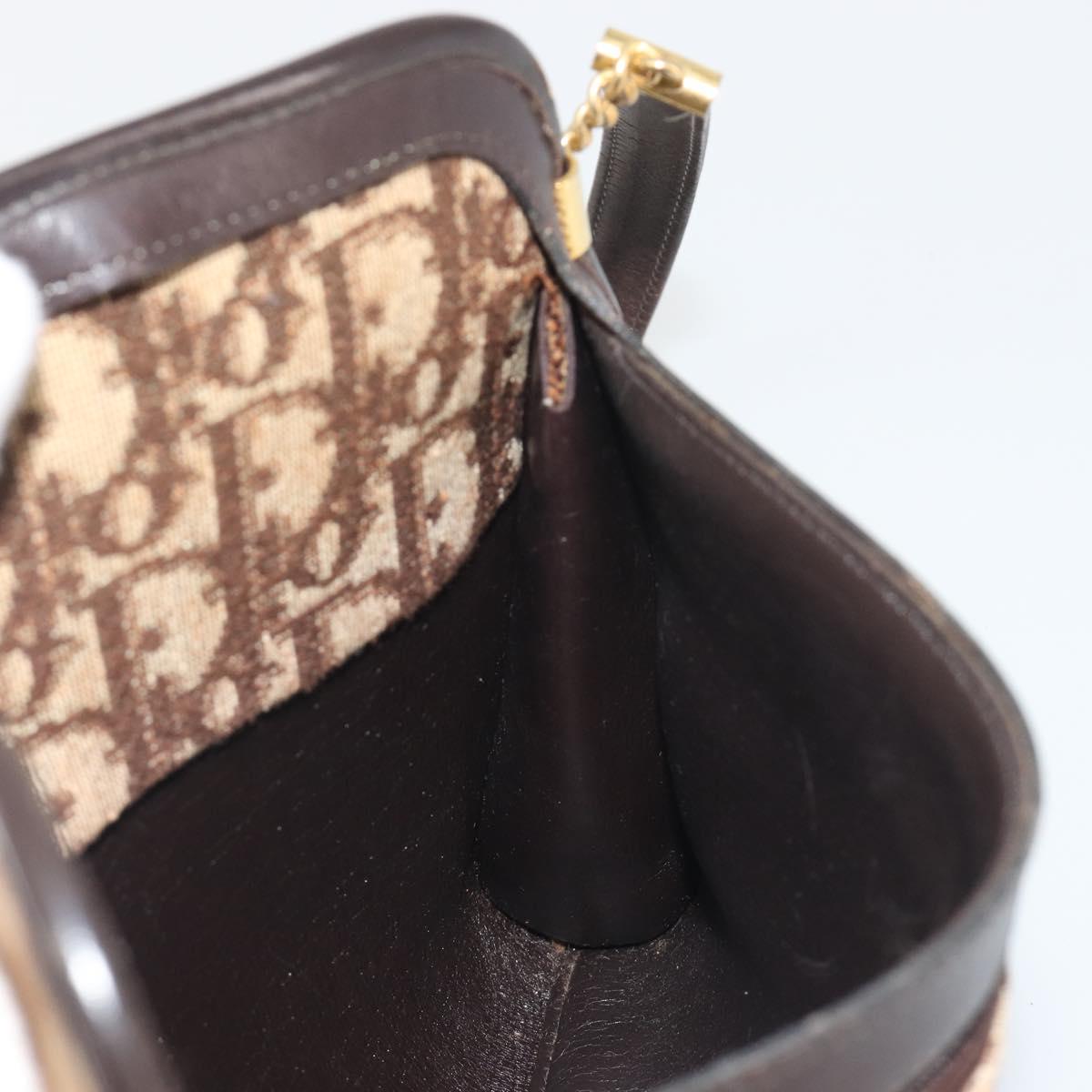 Christian Dior Trotter Canvas Shoulder Bag Beige Gold Auth ep15620A