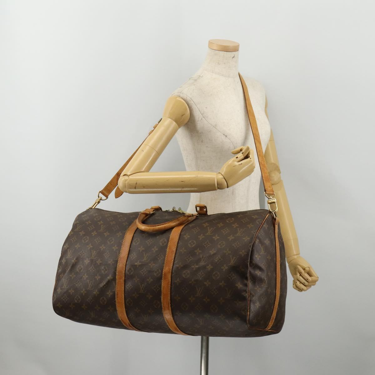 LOUIS VUITTON Monogram Keepall Bandouliere 55 Boston Bag M41414 LV Auth ep15622