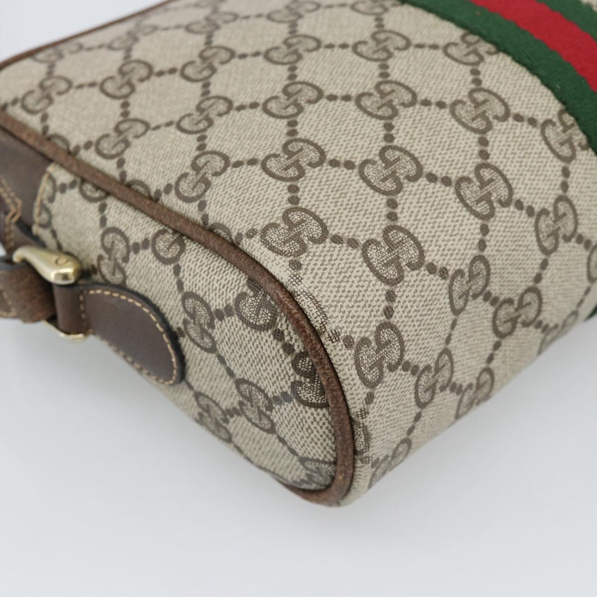 GUCCI GG Supreme Web Sherry Line Shoulder Bag PVC Beige Gold Auth ep15625