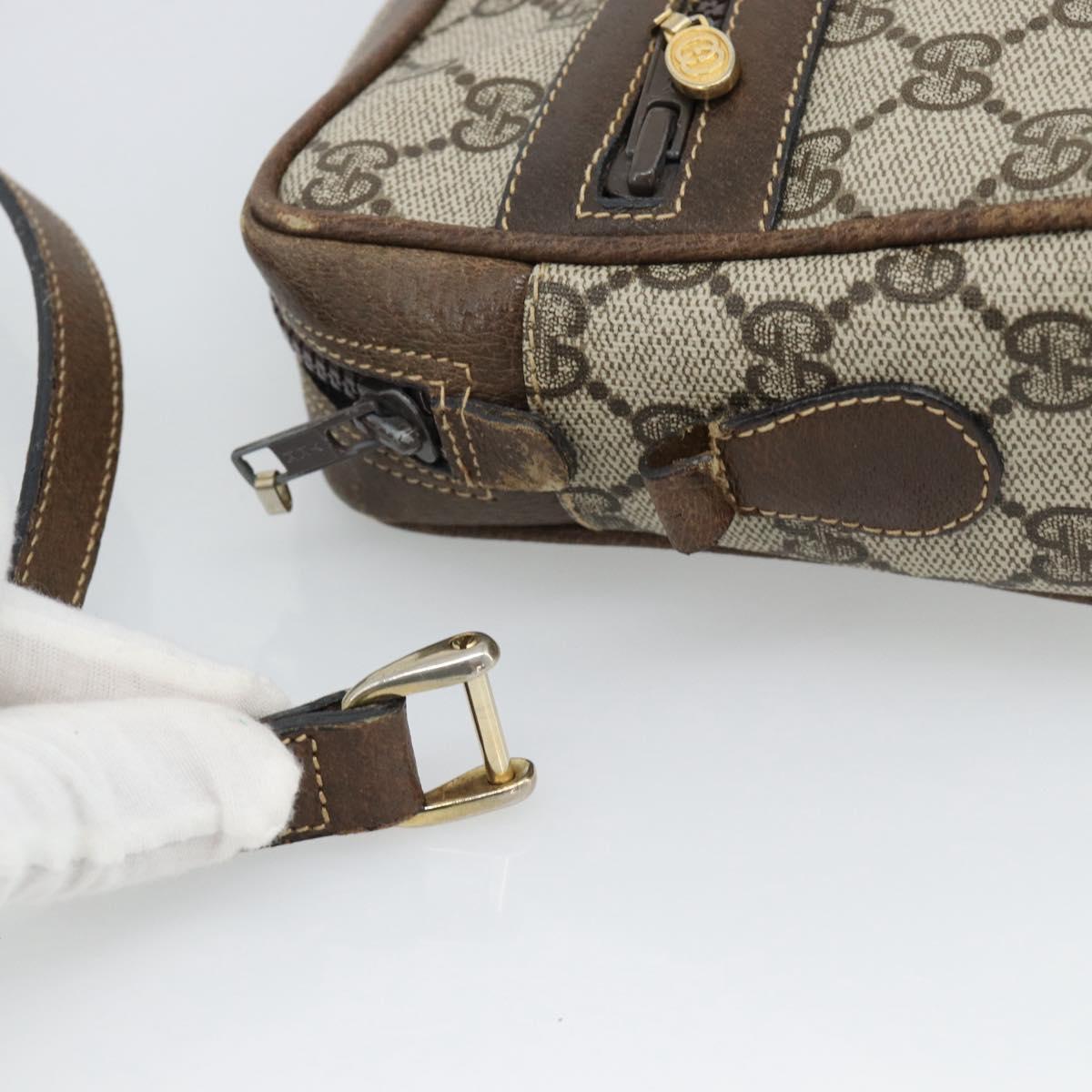 GUCCI GG Supreme Web Sherry Line Shoulder Bag PVC Beige Gold Auth ep15625