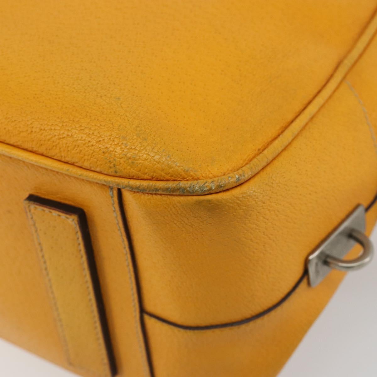 PRADA Hand Bag Leather Yellow Silver Auth ep15629