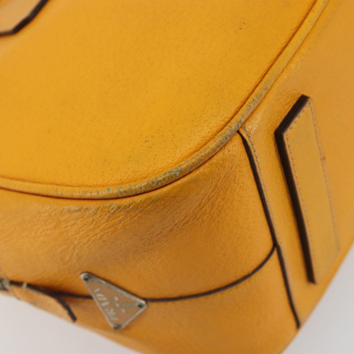 PRADA Hand Bag Leather Yellow Silver Auth ep15629