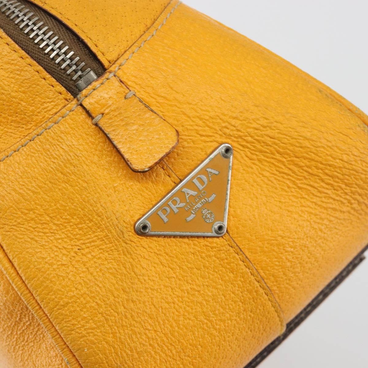 PRADA Hand Bag Leather Yellow Silver Auth ep15629