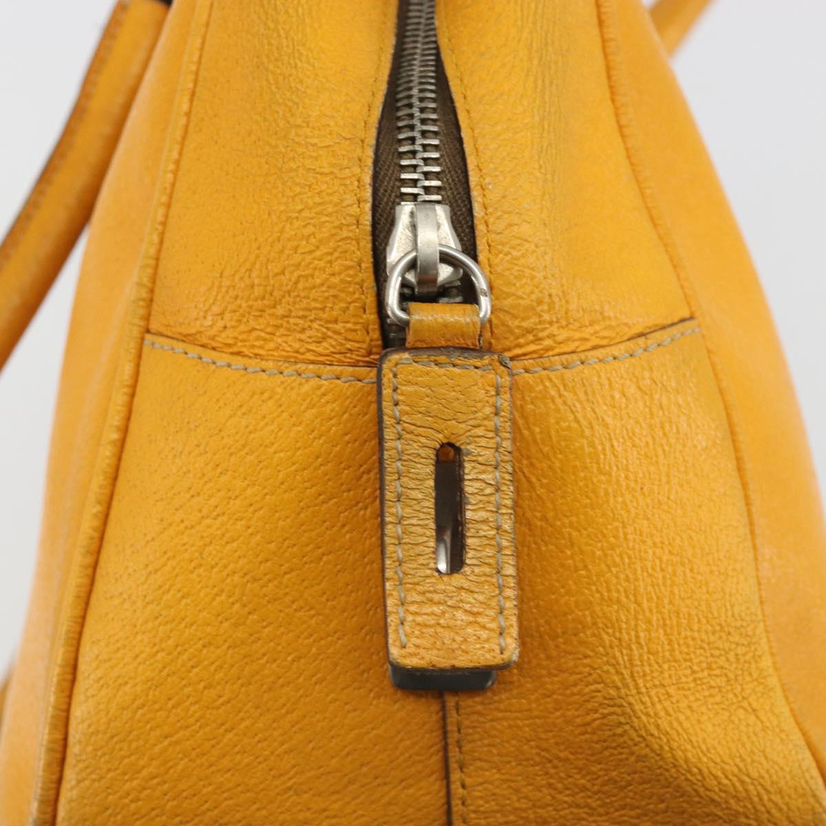 PRADA Hand Bag Leather Yellow Silver Auth ep15629