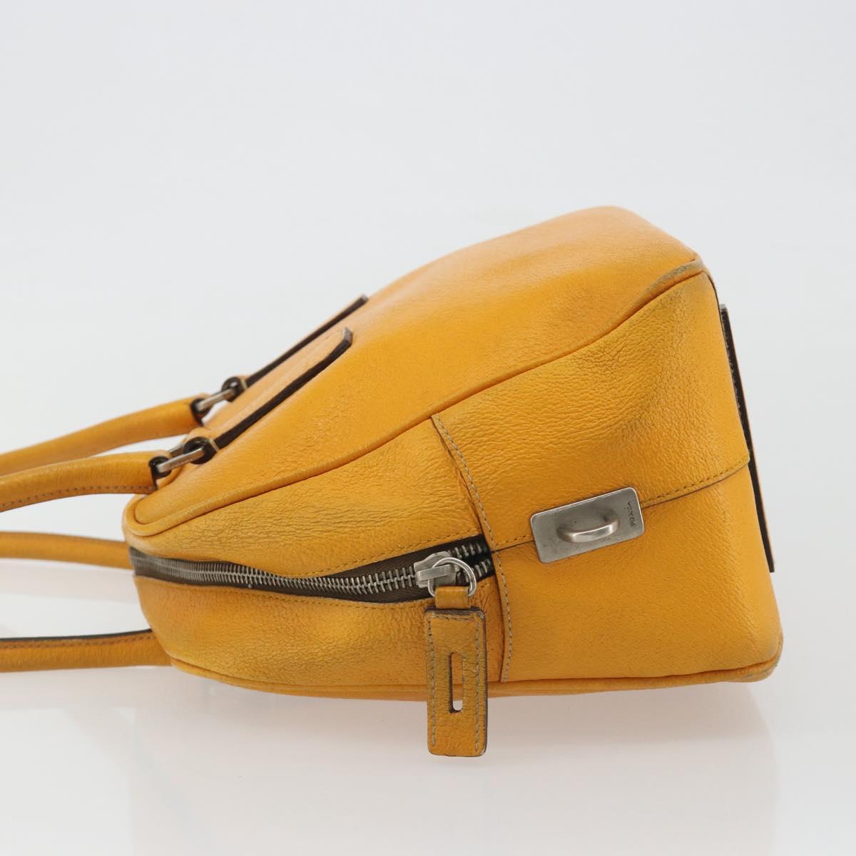 PRADA Hand Bag Leather Yellow Silver Auth ep15629