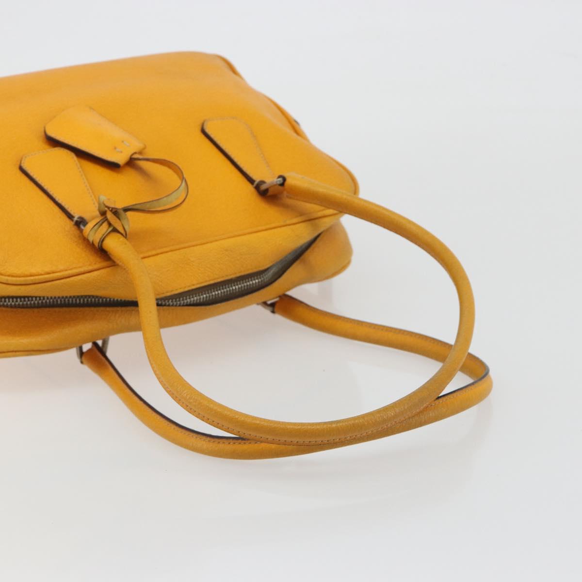PRADA Hand Bag Leather Yellow Silver Auth ep15629